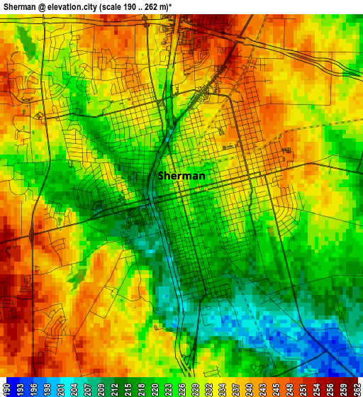 Sherman elevation map