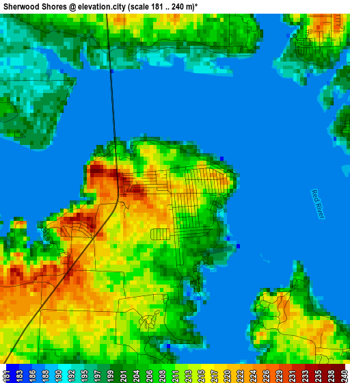 Sherwood Shores elevation map