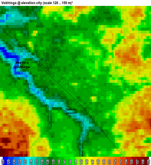 Vokhtoga elevation map