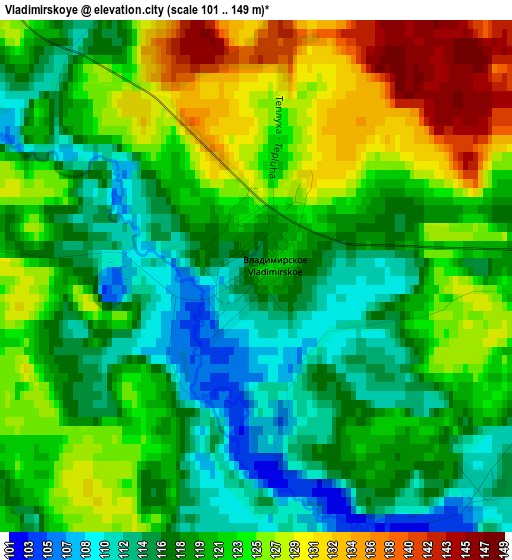 Vladimirskoye elevation map