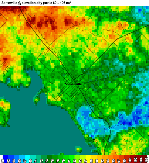 Somerville elevation map