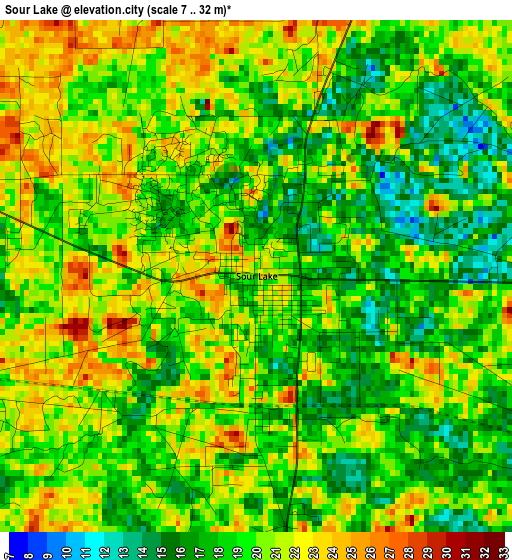 Sour Lake elevation map