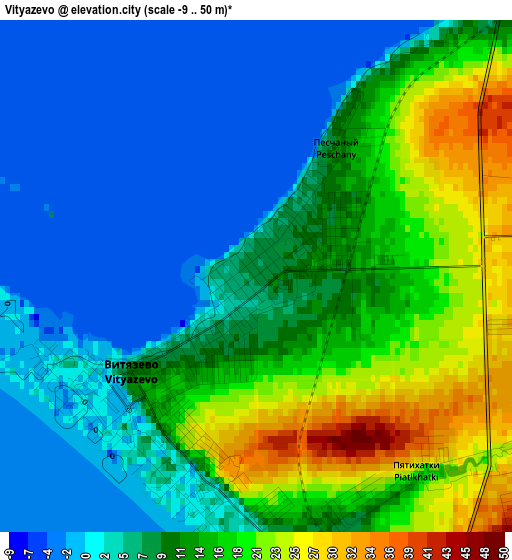 Vityazevo elevation map