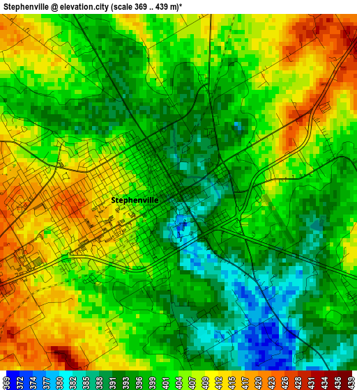 Stephenville elevation map