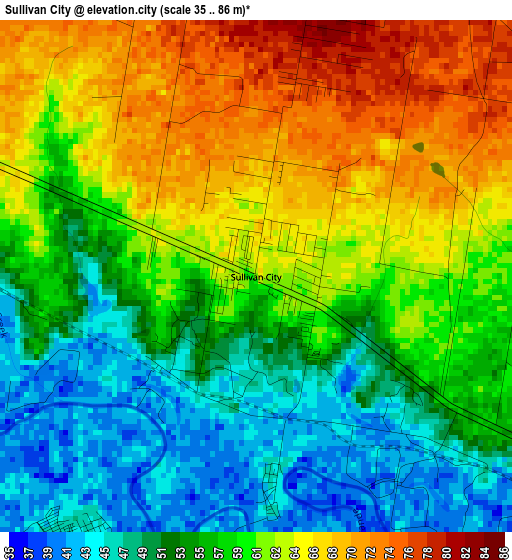 Sullivan City elevation map