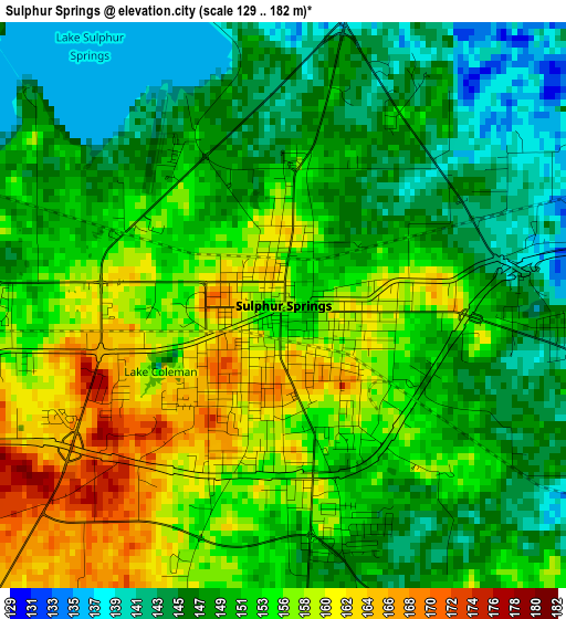 Sulphur Springs elevation map