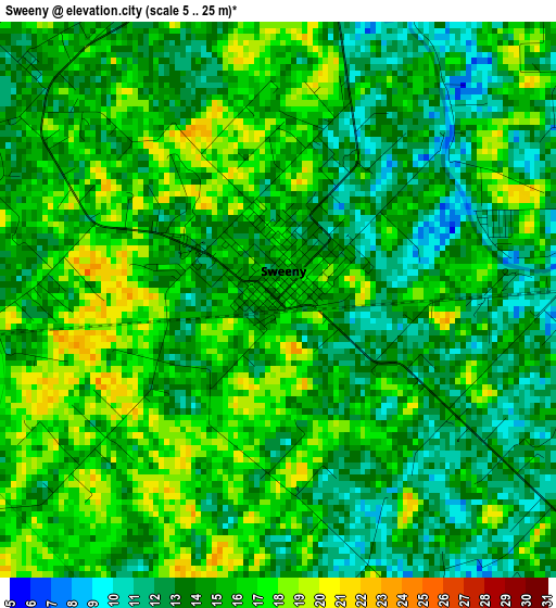 Sweeny elevation map