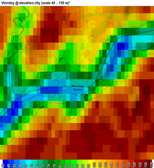 Vinnitsy elevation map