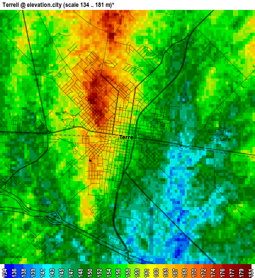 Terrell elevation map