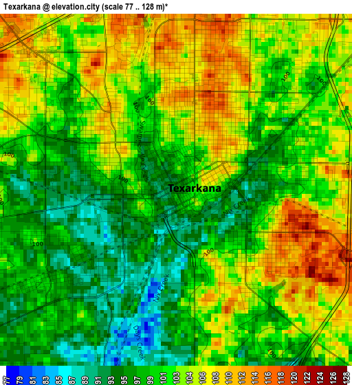 Texarkana elevation map