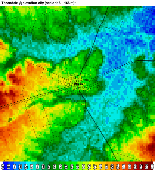 Thorndale elevation map