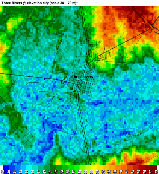 Three Rivers elevation map