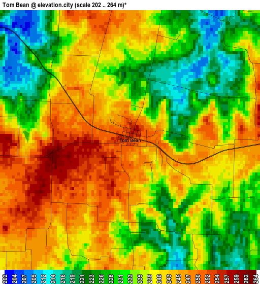 Tom Bean elevation map