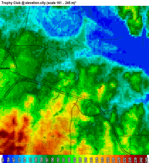 Trophy Club elevation map