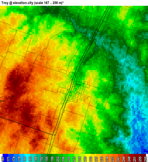 Troy elevation map