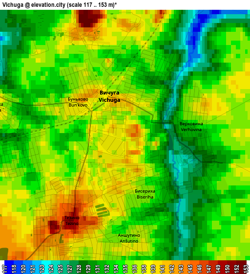 Vichuga elevation map