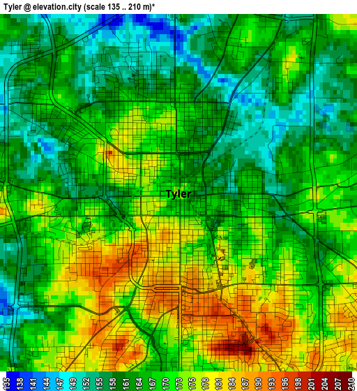 Tyler elevation map