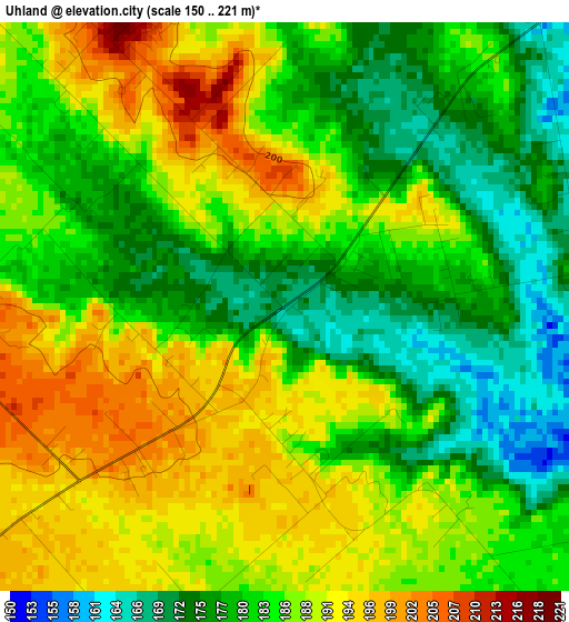 Uhland elevation map