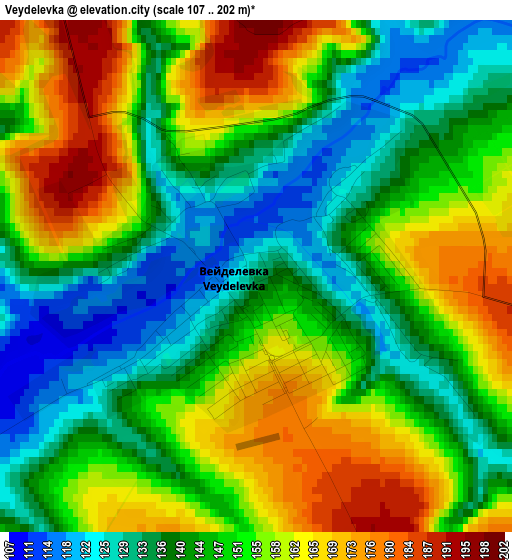 Veydelevka elevation map