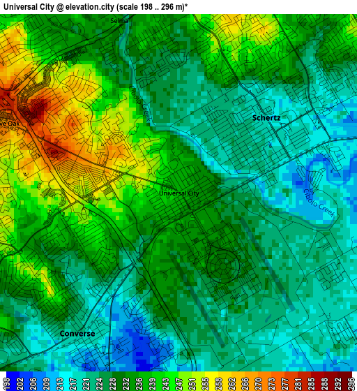 Universal City elevation map