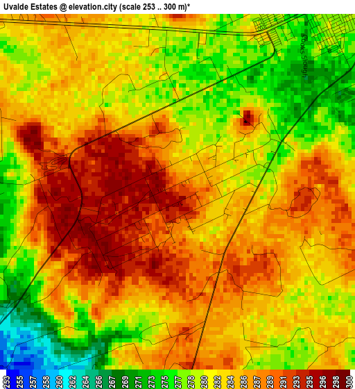 Uvalde Estates elevation map