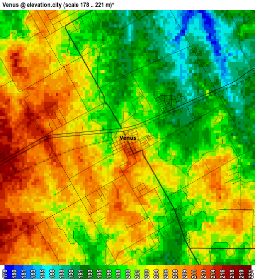 Venus elevation map