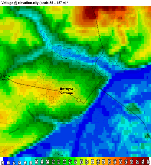 Vetluga elevation map