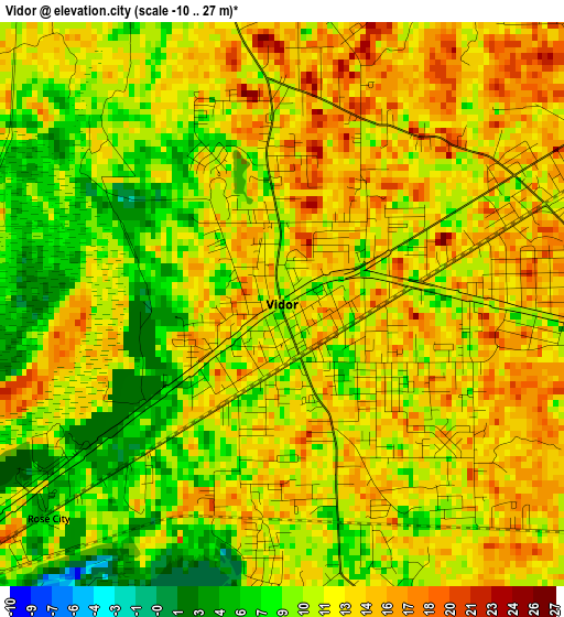 Vidor elevation map