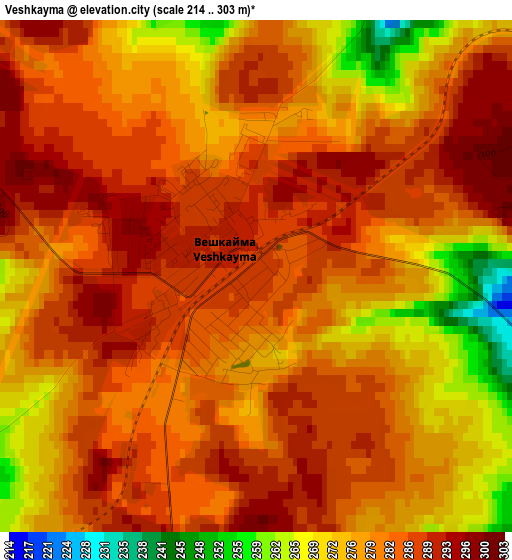 Veshkayma elevation map