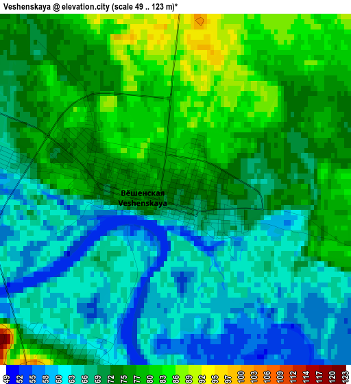 Veshenskaya elevation map