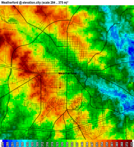 Weatherford elevation map