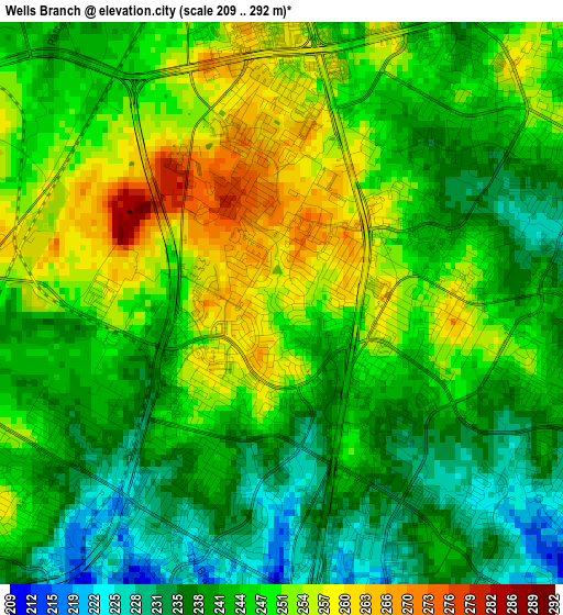 Wells Branch elevation map