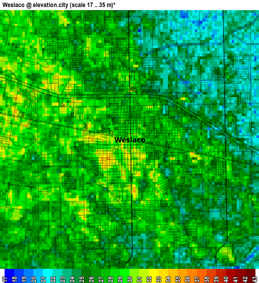 Weslaco elevation map