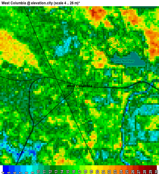 West Columbia elevation map