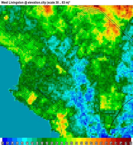 West Livingston elevation map