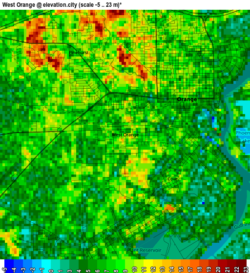 West Orange elevation map