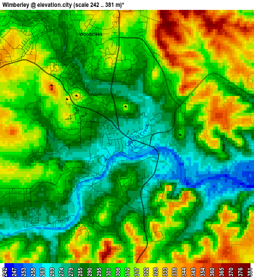 Wimberley elevation map