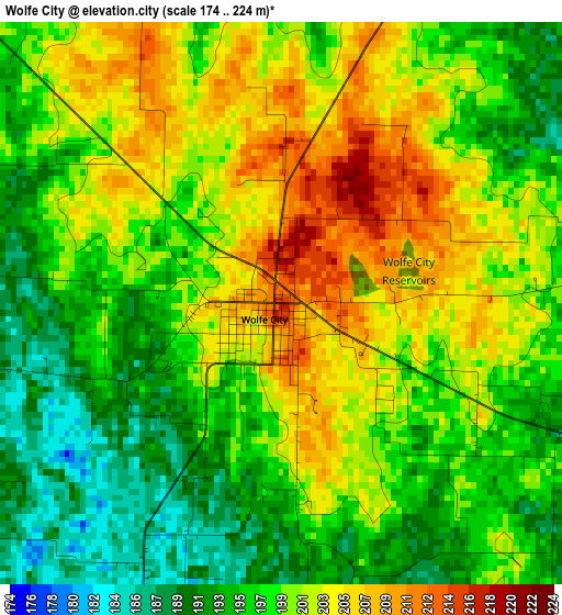 Wolfe City elevation map