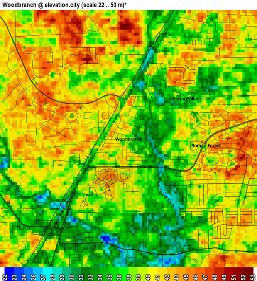 Woodbranch elevation map