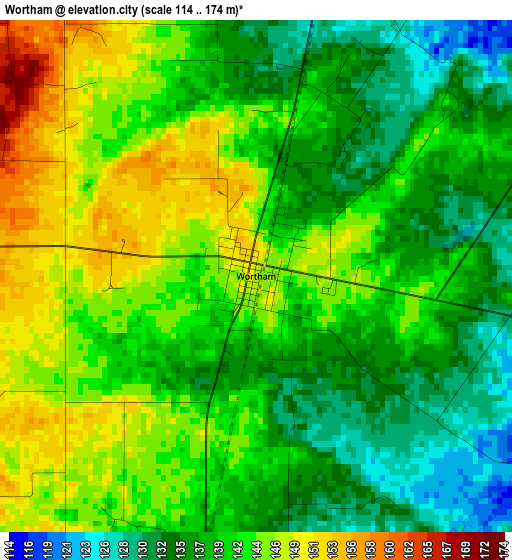 Wortham elevation map