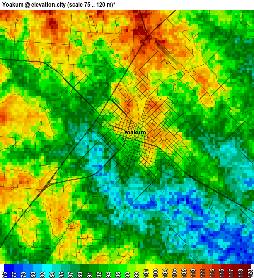 Yoakum elevation map