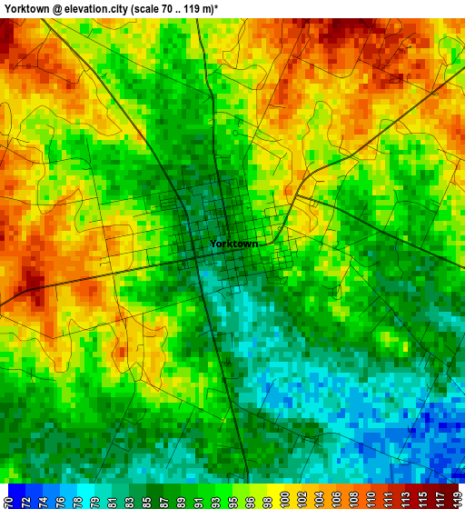 Yorktown elevation map