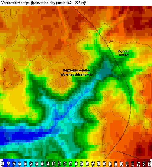 Verkhoshizhem’ye elevation map