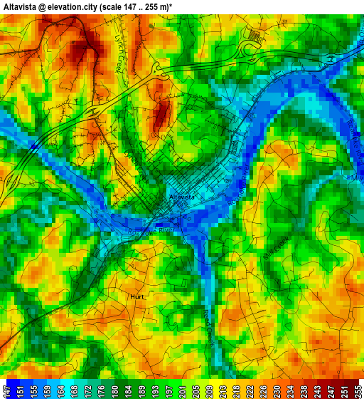 Altavista elevation map