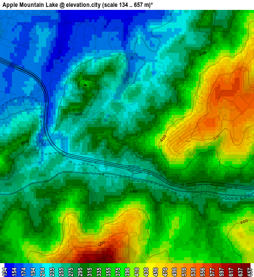 Apple Mountain Lake elevation map