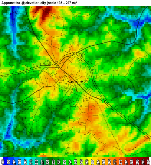 Appomattox elevation map