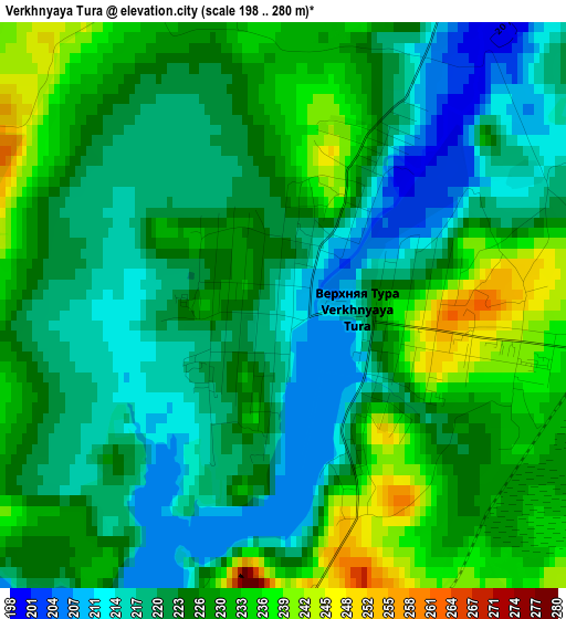 Verkhnyaya Tura elevation map