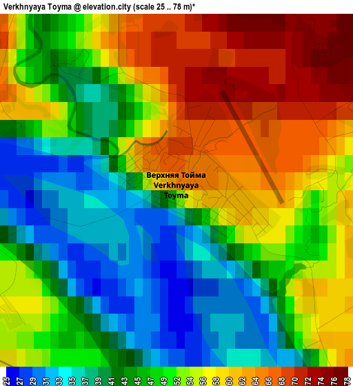 Verkhnyaya Toyma elevation map