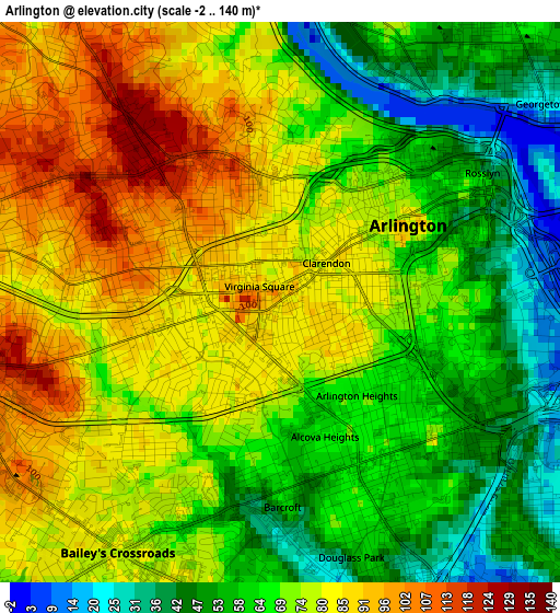 Arlington elevation map