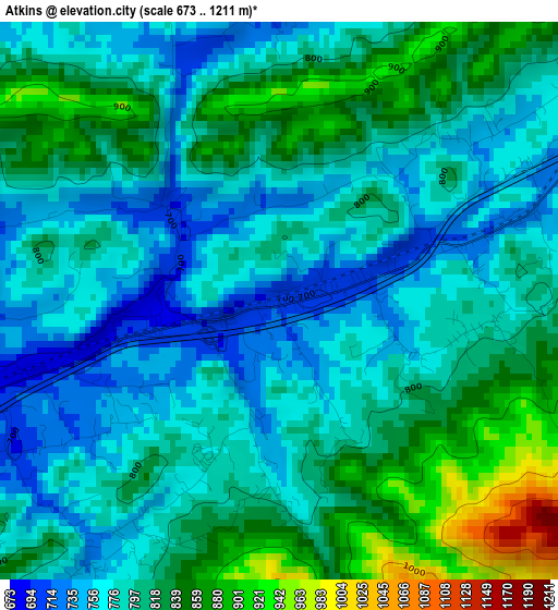 Atkins elevation map